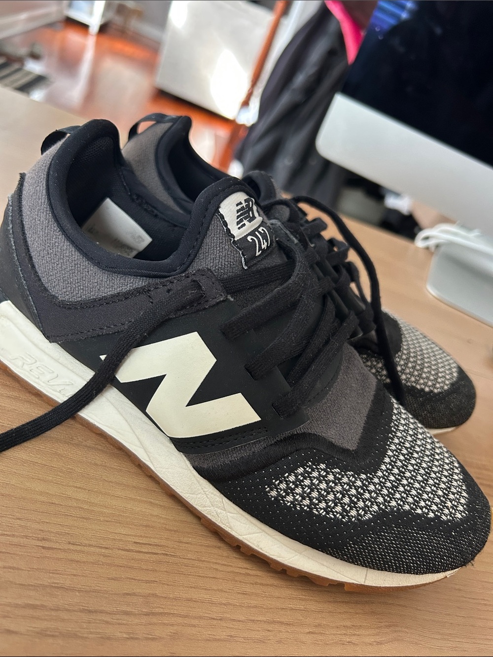 New Balance Men's Black and Gray Knit Sneaker